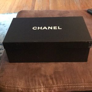 Chanel square toed black heals